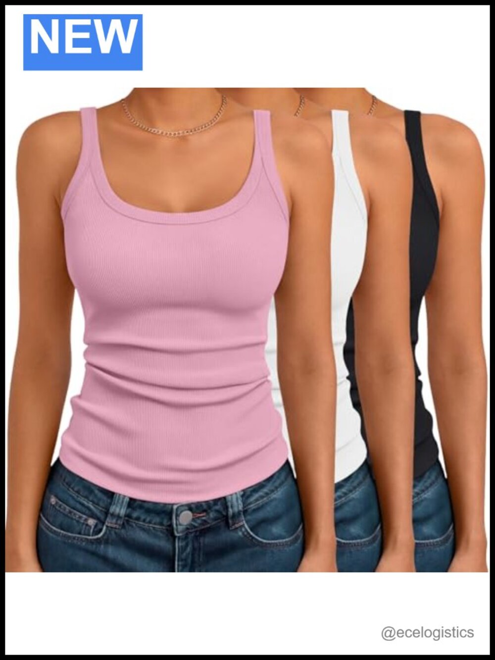 SUNBS 3 Pack Womens Ribbed Spaghetti Strap Tank Tops Summer Cami